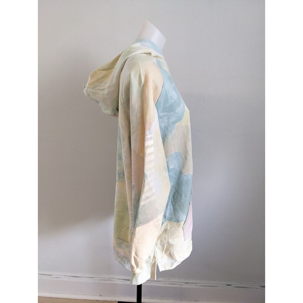 Baja East Size 1 Tie Dye Hoodie Pullover Green Yellow 100% Cotton Long Sleeves - Picture 6 of 10
